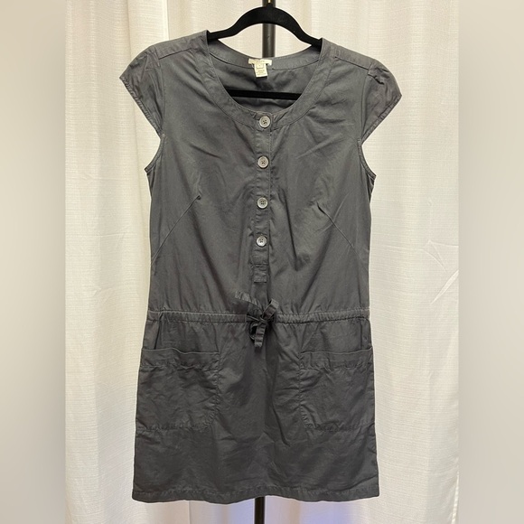 J.Crew Olivia Shift Dress Gray Drawstring Waist Patch Pockets | size 2 - Picture 1 of 5